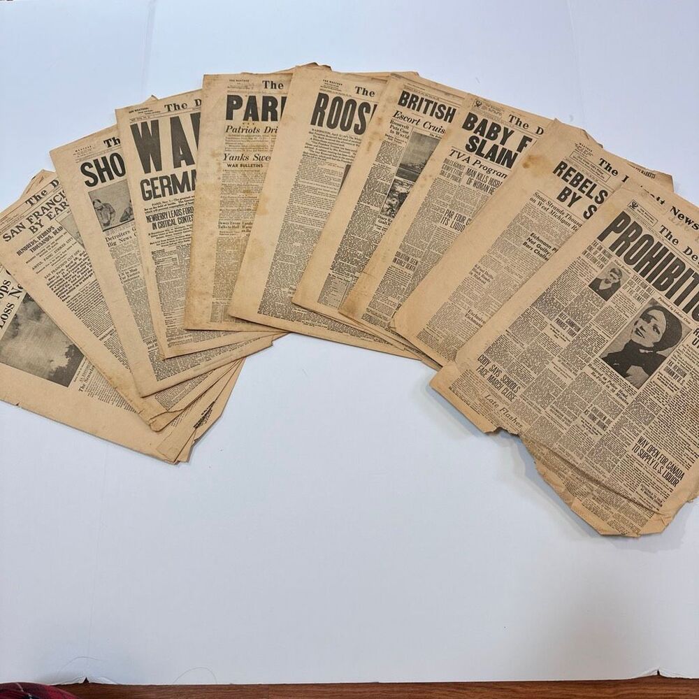 Lot (10) The Detroit News Reprints of Major Headlines From The Nineteenth Centur